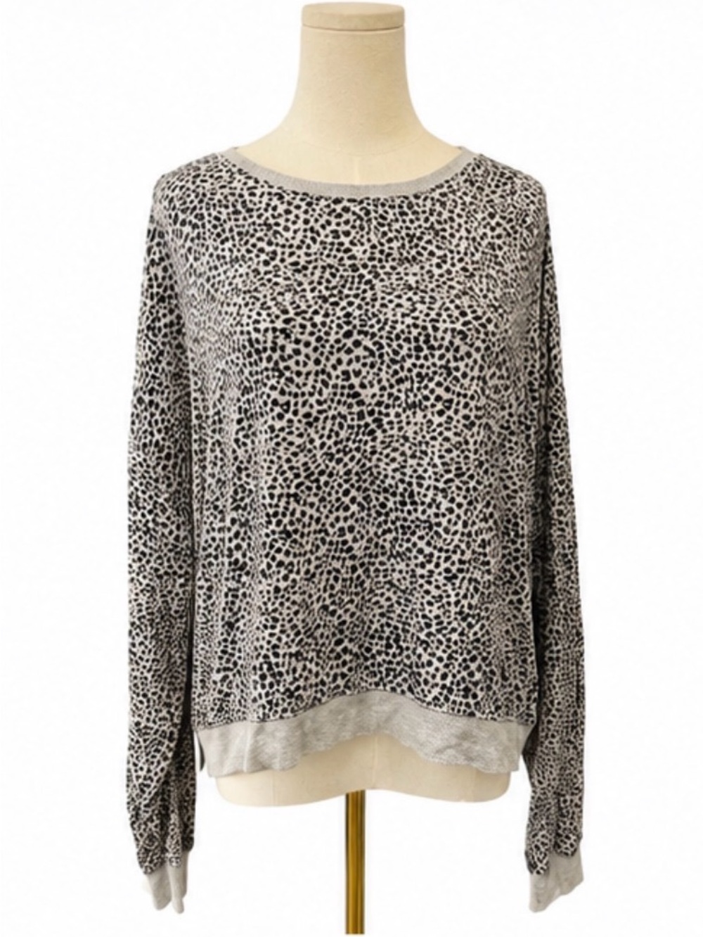 Z Supply Leopard Print Pullover Sweatshirt Top Size M Gray Black